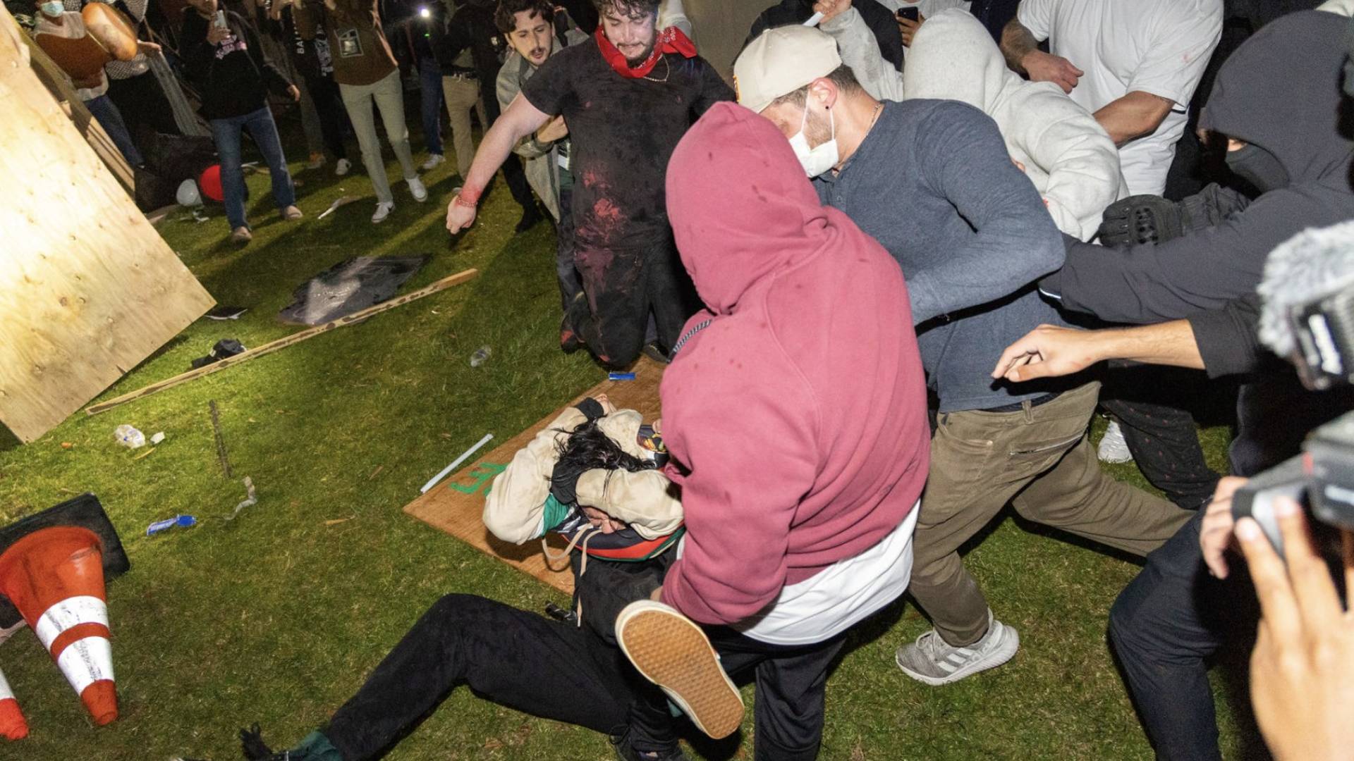 Pro-Israel Counterprotesters Violently Attack Student Encampment at UCLA