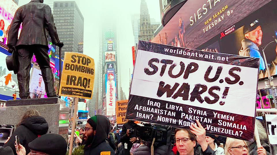 H2 dozens us cities protesters say no war with iran