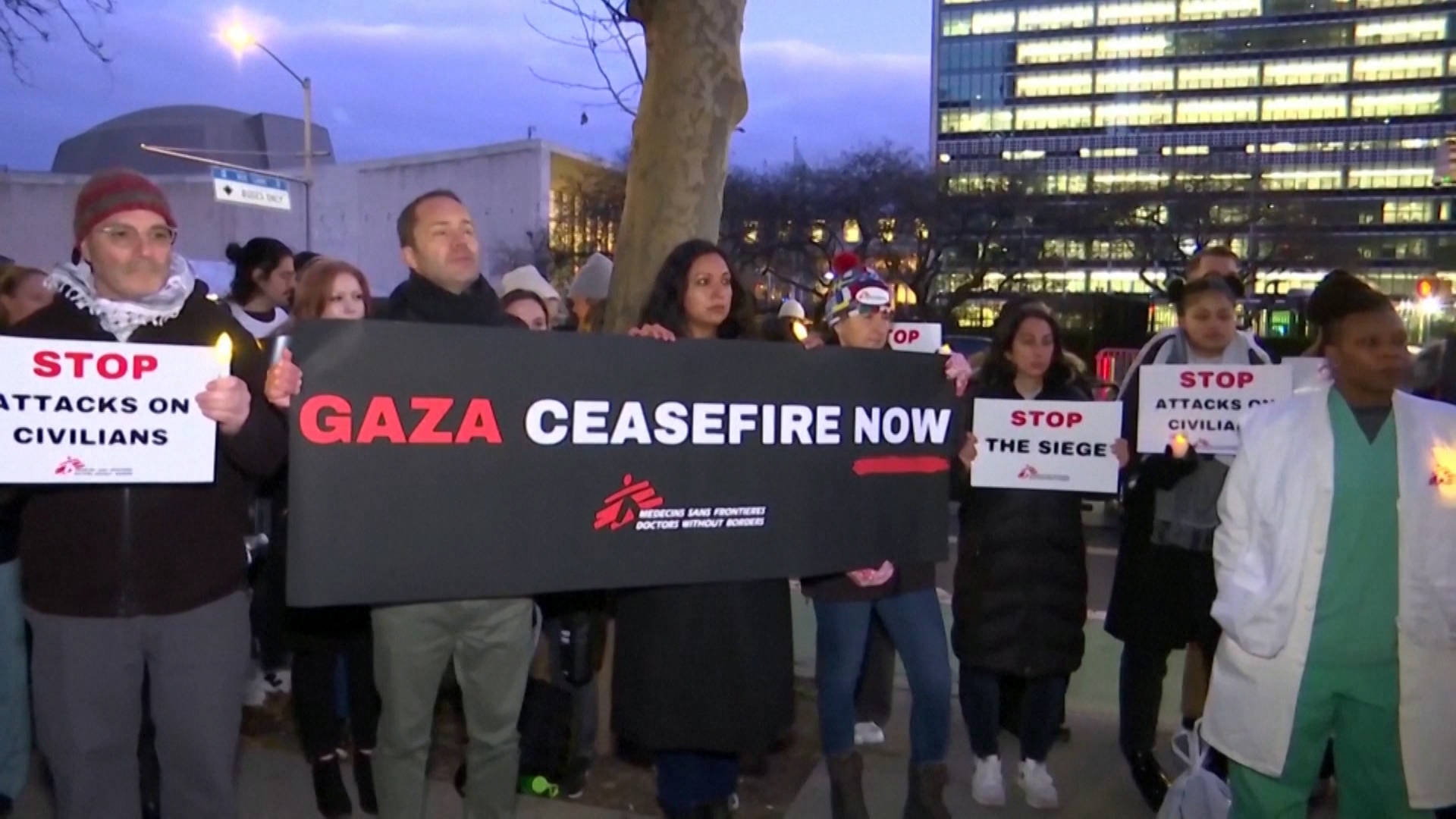 Doctors Without Borders Holds Vigil for Medical Workers Killed in Gaza