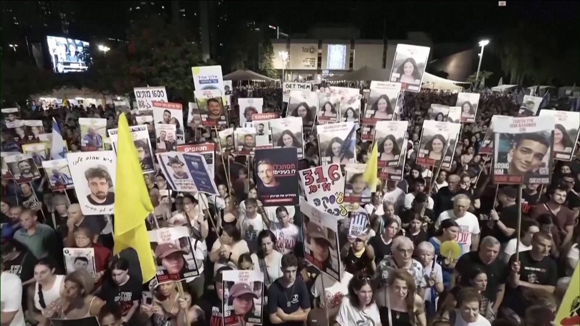 Israeli Relatives of Hamas Hostages Rally in Tel Aviv Ahead of Blinken Visit